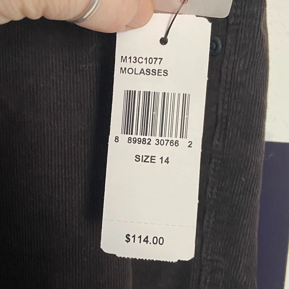 NWT NY+DJ Marilyn corduroy straight jeans in dark chocolate brown